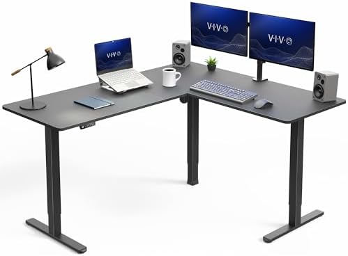 VIVO Black 63 x 55 in Corner Standing Desk, DESK-E3CTB