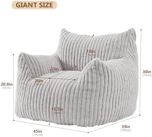 Achicsofar Bean Bag Chair for Adults Teens, Giant Faux Fur Beanbag Armchair