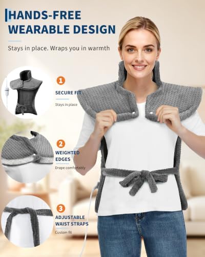 Garvee Wearable Vibrating Heating Pad for Neck Shoulders Back Pain Relief