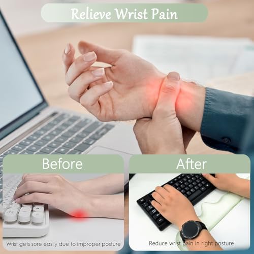 Gel Mountain Keyboard and Mouse Wrist Rest Set Abstract Clear Green Keyboard Wrist Rest Transparent Ergonomic Cute Minimalist Mouse Wrist Pad Silicone Non-Slip Support for Computer Keyboard 60% 68%75%