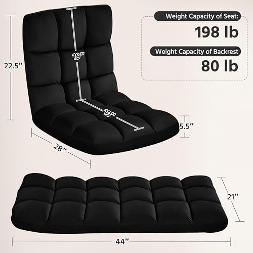 Yaheetech 14-Position Folding Floor Chair with Back Support Black
