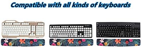BRILA Memory Foam Mouse & Keyboard Wrist Rest Support Pad Cushion Set for Computer, Laptop, Office Work, PC Gaming - Massage Holes Design - Easy Typing Wrist Pain Relief (Floral Leaves)