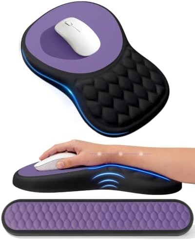 Ergonomic Mouse Pad and Keyboard Wrist Rest Set (Black&Purple)