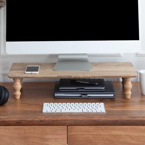 Anji Mountain Monitor Stand for Desk - Desktop Organizer & Laptop Riser, Ergonomic Monitor Riser, Space-Saving, Durable, Easy Assembly & Ideal for Home & Office,Natural, 24-Inch, Classic