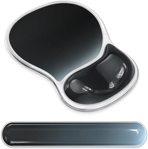 AKIT Ergonomic Mouse Pad with Wrist Rest&Keyboard Wrist Rest Set,Gel,Black