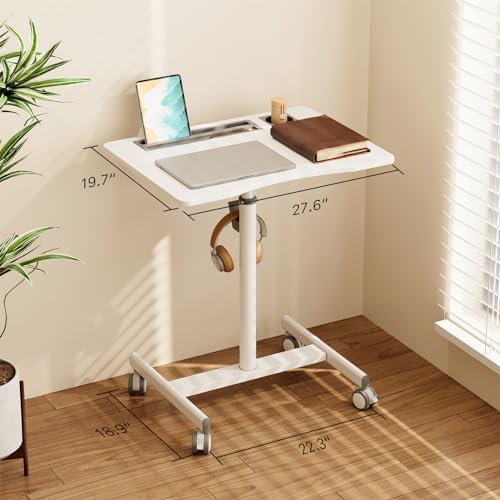 28" Mobile Standing Desk with Cup Holder & Widened Slots