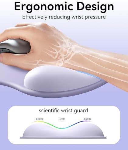 eulps Mouse Pad with Gel Wrist Rest, Ergonomic Comfortable Computer Wrist Support for Laptop, Pain Relief Mousepad with Non-Slip PU Base for Office & Home (02Purple)