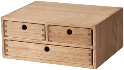 KIRIGEN Wood Desk Organizer with 3 Drawers, Desktop Storage Brown 23-DBR