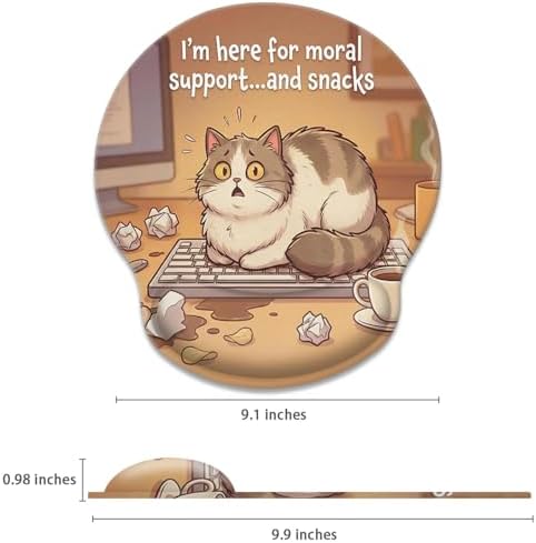 Britimes Ergonomic Mouse Pad with Wrist Support, Cat Coffee