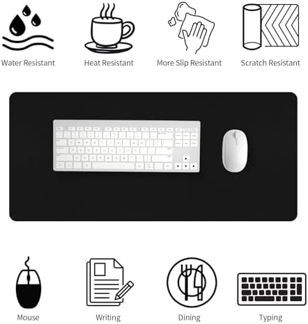Bloss Leather Desk Pad and Keyboard Wrist Rest, Non-Slip Large Mouse Pad + Keyboard Pad + Mouse Wrist Support, Desk Mat Protector for Office, Home(27.6" x 13.8", Black)