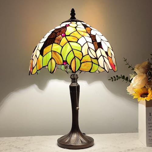 Tiffany Lamp Maple Leaf Style Stained Glass Table lamp 12X18 Inches Tiffany Style Reading Desk Light for Bedroom Living Room,LED Bulb Included