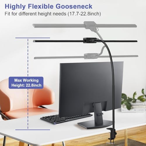24W Led Desk Lamps with Clamp for Office Home, 31.5-in Double Head, Black