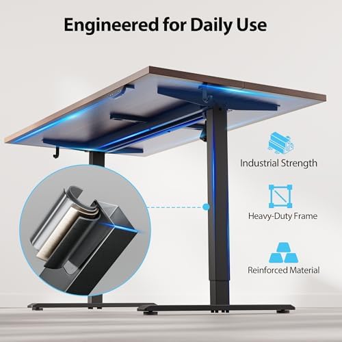 Agilestic 55*28 Inch Height Adjustable Electric Standing Desk, Dark Walnut