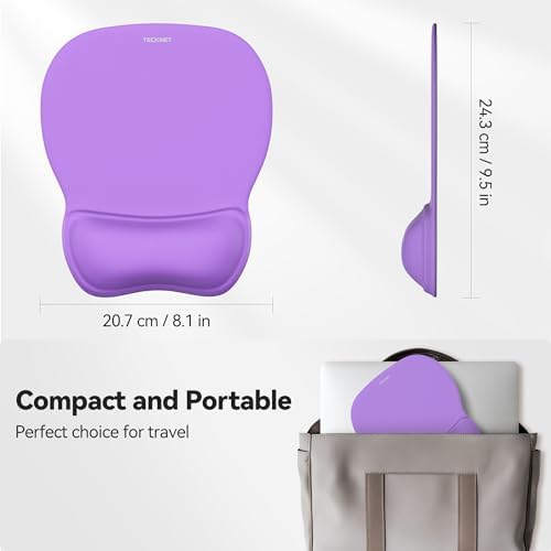 TECKNET Gel Ergonomic Mouse Pad with Wrist Rest, Non-Slip PU Base, Purple