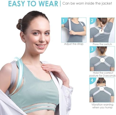 Posture Corrector for Men and Women Kids with Smart Sensor Vibration Reminder - Upper Back Brace Straightener with Adjustable Clavicle Support for Neck, Back and Shoulder Pain Relief Lumbar Supp