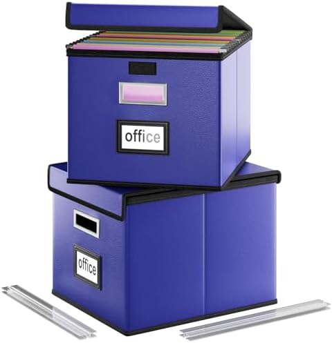 File Organizer Box with Lids, Collapsible File Folder Organizer