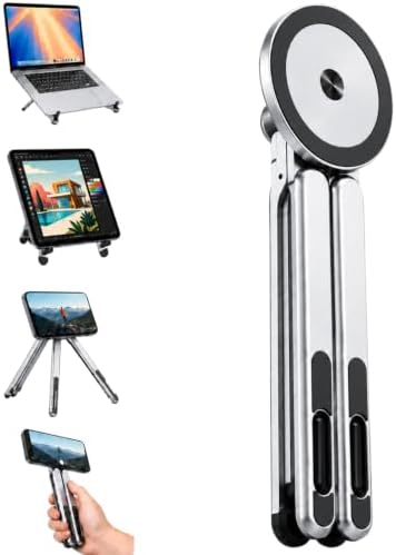 4-in-1 Foldable Laptop Stand & Riser, Tablet Stand, Magnetic Phone Holder
