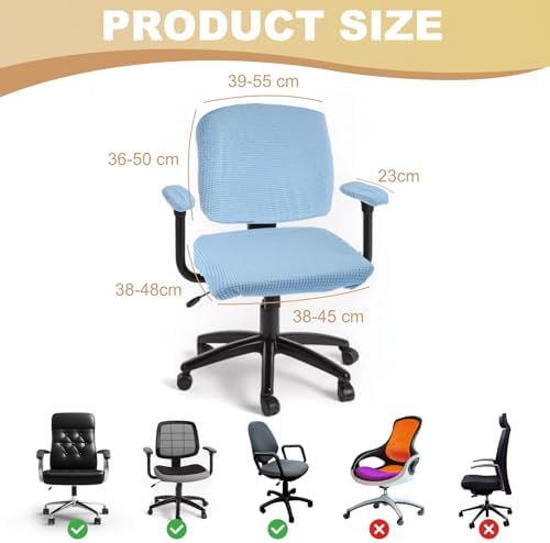 uxcell Computer Office Chair Cover with Armrest Covers for Computer Rotating Chair, Desk Chairs Sky Blue