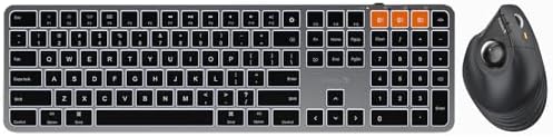 ProtoArc EM05 NL Wireless Trackball Mouse and K100-A Backlit Bluetooth Keyboard for Mac