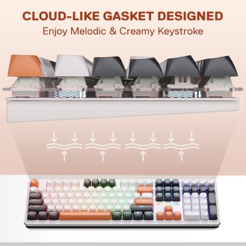 Redragon K745 PRO Wireless 108-Key Gasket RGB Gaming Keyboard, 4 Hotkeys