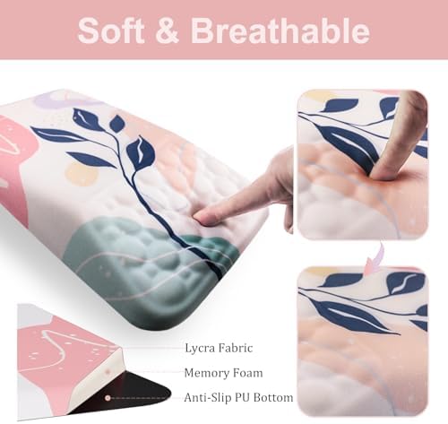 Ospelelf Mouse Pad with Wrist Rest and Keyboard Wrist Rest, Ergonomic Wrist Rest for Computer, Office, Gaming, Pink