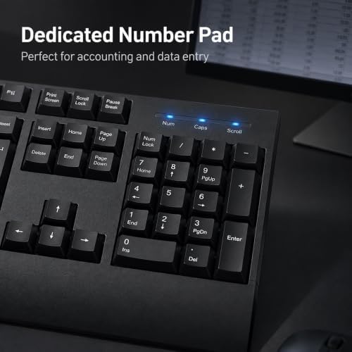 Wired Office Keyboard, Full Size 104 Key USB Computer Keyboard
