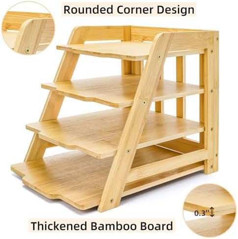 ZAVOOS 4 Tier Wood Paper Organizer for Desk