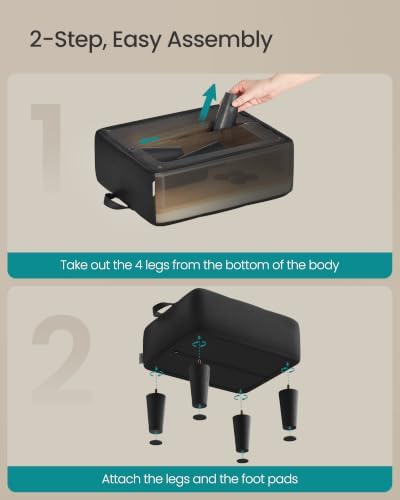 SONGMICS Storage Ottoman, PVC Leather Footrest with Hidden Storage