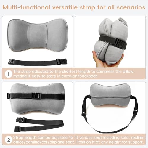 Carwales Memory Foam Car Headrest Pillow Recliner Neck Support Pillow Gray