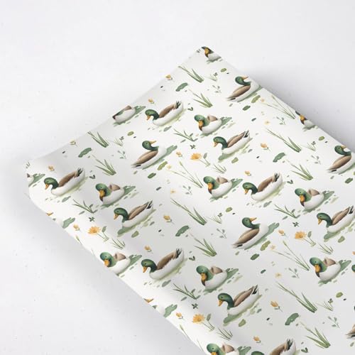 Cute Mallard Ducks Flowers Floral Leaves Baby Changing Pad Cover, Unisex Mallard Duck Nursery Diaper Changing Table Pad Mat Sheet for Boys Girls-16x32