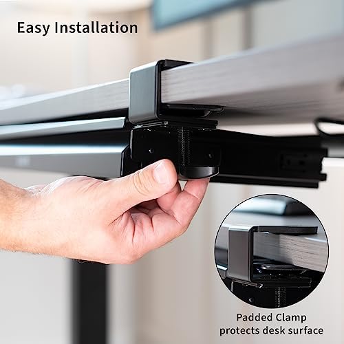 VIVO 22 inch Clamp-on Sliding Pull-out Under Table Drawer for Office Desk, Shallow Storage Organizer for Sit Stand Workstation, Black, DESK-DR22L