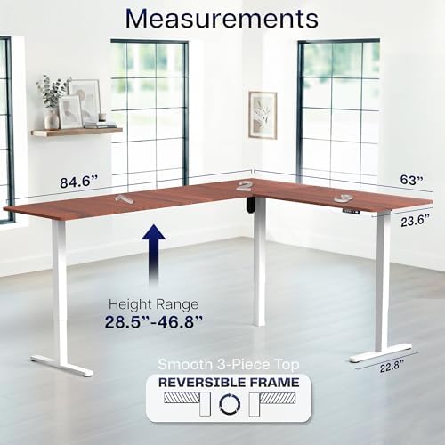 VIVO Dark Walnut 84 x 63 in Corner Standing Desk, DESK-E3CTWD-84