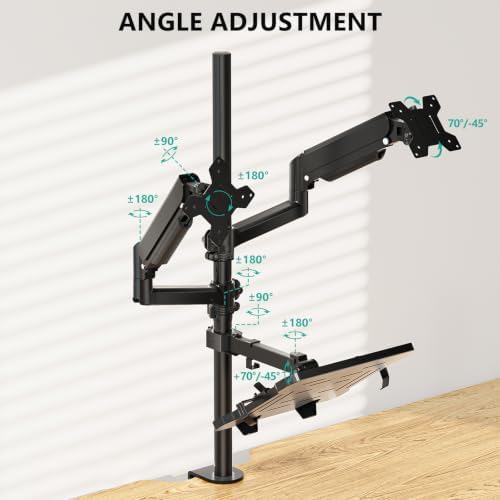 WALI Dual Monitor and Laptop Stand for 17" Notebook and 32" Screens
