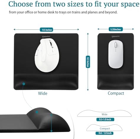 univo colors Wide Size Mouse Pad with Wrist Rest,Premium PU Material,Low-Rebound Cushion,Ergonomic Design,Comfortable Wide-Size Operation,Smooth Mouse Control with Hard Plate,Reduces Fatigue(Black)