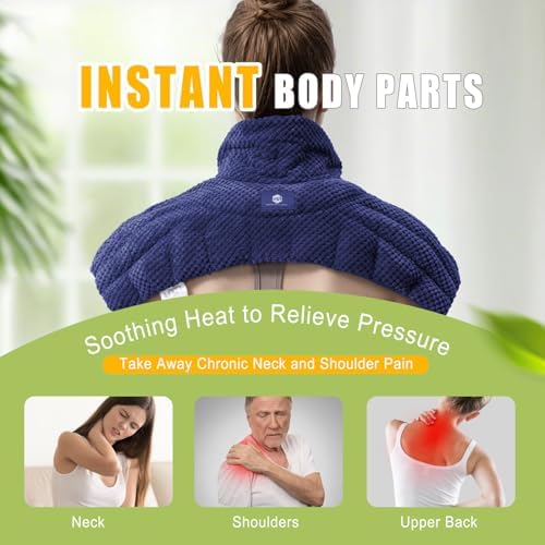 uncn Large Microwave Heating Pad for Neck Shouders and Back Wearable Neck Warmer Microwavable Heated Wrap for Pain Relief with Moist Heat, Recovery Christmas Birthday Gifts 3.1LBS