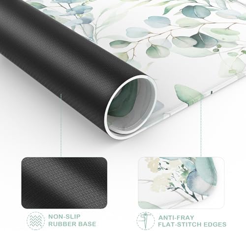 eulps Mouse Pad with Stitched Edge, Multiple Patterns Computer Mouse Pads with Non-Slip Rubber Base, Washable Cloth Mousepad, for Gaming, Laptop, PC (Leaves)