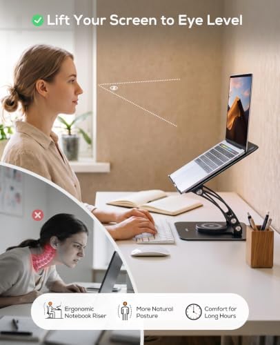 Nulaxy 360° Rotating Ergonomic Laptop Stand for Desk, Dual Foldable Design