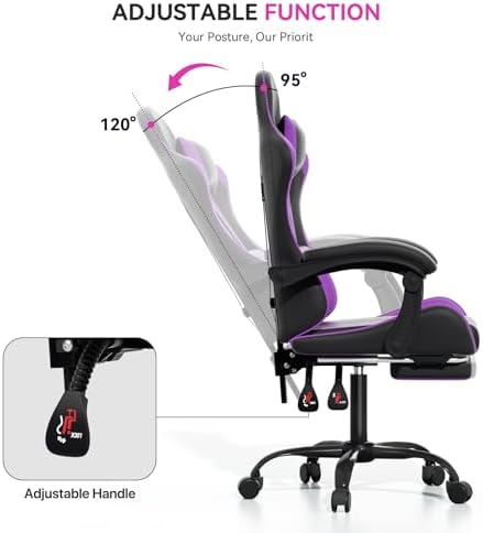 Gaming Chair, Racing Style Computer Gamer Chair, Purple