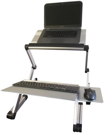Uncaged Ergonomics Standing Desk Converter with 2 Fans & 3 USB (Silver)