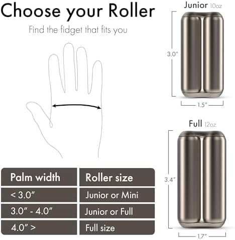 ONO Roller - Handheld Fidget Toy for Adults | Help Relieve Stress, Anxiety, Tension | Promotes Focus, Clarity | Compact, Portable Design (Titanium, Junior Size - Titanium)