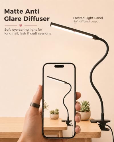 Nail Light for Desk Clip On Clamp, Table Puzzle Craft Lash Tech Lamp