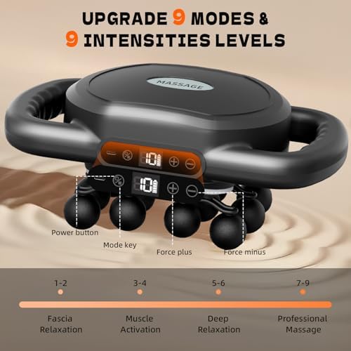 AdamPark Massage Gun Deep Tissue Percussion Back Massager for Muscle Tension, Professional Neck Shoulder & Leg Massage Tool, Handheld Rechargeable Electric Body Device with Multi-Heads