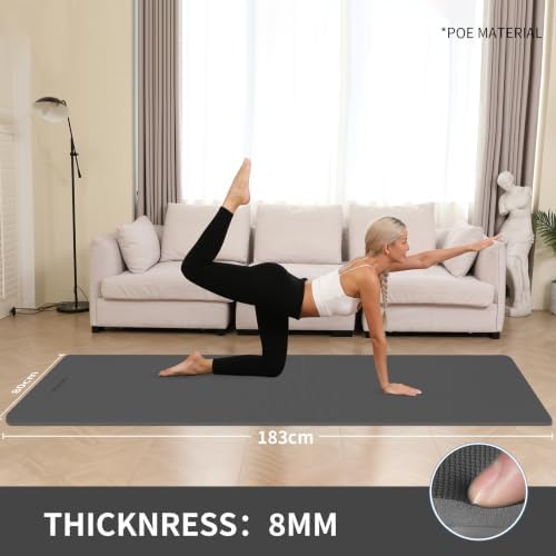 Extra Wide & Thick 8mm Yoga Mat, 72"x31.5"