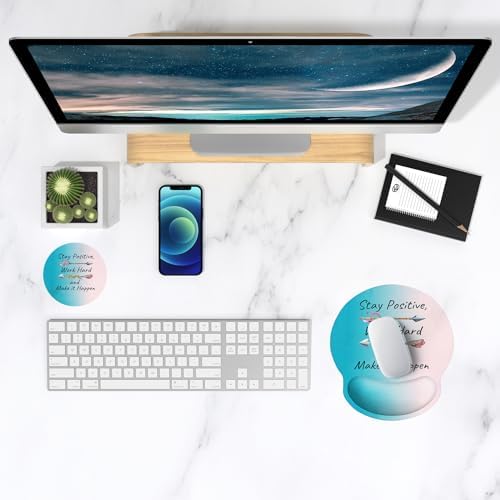 ITNRSIIET Ergonomic Mouse Pad with Wrist Support Wrist Rest Smooth Surface Non-Slip Rubber Base Comfortable Office Supplies Pain Relief, 9.8 x 9.1 inches, Inspirational Quotes