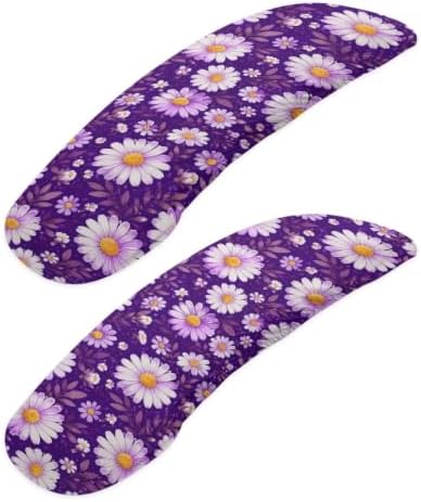 Daisy Printed 2 Piece Office Chair Arm Rest Cover, Removable Stretch Gaming Chair Arm Rest Covers Protectors with Elastic Band, Washable Home Decorative Accessories