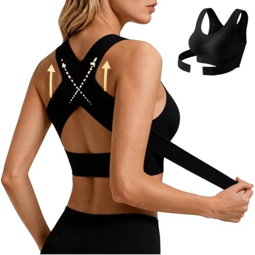 Posture Corrector Bras for Women Wireless Wide Strap Back Support Bra