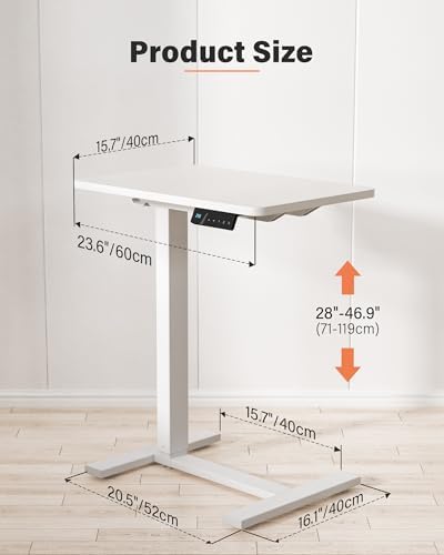 FiCiHi 28 Inch Small Electric Standing Desk, Adjustable Mobile Laptop Desk