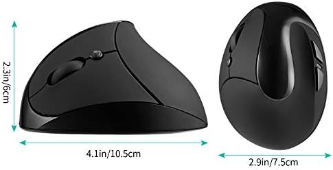 AURTEC Left-Handed Mouse, Rechargeable 2.4G Wireless Ergonomic Vertical Mice with USB Receiver, 6 Buttons and 3 Adjustable DPI 800/1200/1600 for Left Hand, （Black）