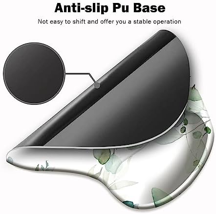 DOOKE Ergonomic Mouse Pad with Wrist Support and Coaster,Mouse Pads with Non-Slip PU Base for Home Office Working Studying Easy Typing & Pain Relief Eucalyptus Leaves