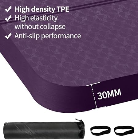 nuveti Large Exercise Mat - 15mm/20mm/30mm Thick Yoga Mat | Workout Mat for Fitness, Yoga, Pilates, Stretching & Floor Exercises for Women & Men with Free Carrying Bag